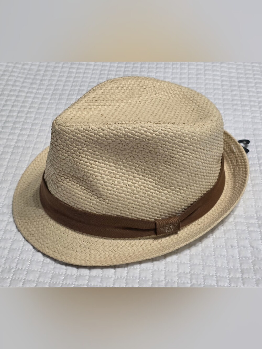 Dockers Beige Straw Fedora with Brown Band NWOT